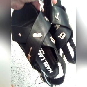 Ladies Karl Lagerfeld Criss Cross Black Sandals